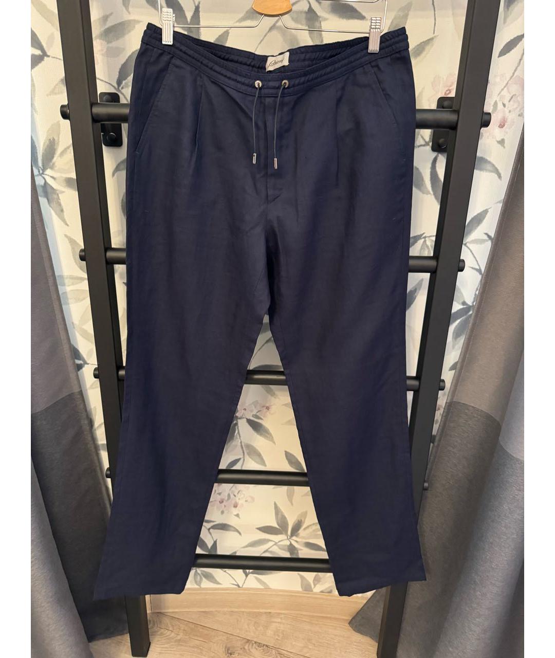 BRIONI Темно-синие льняные повседневные брюки, фото 5