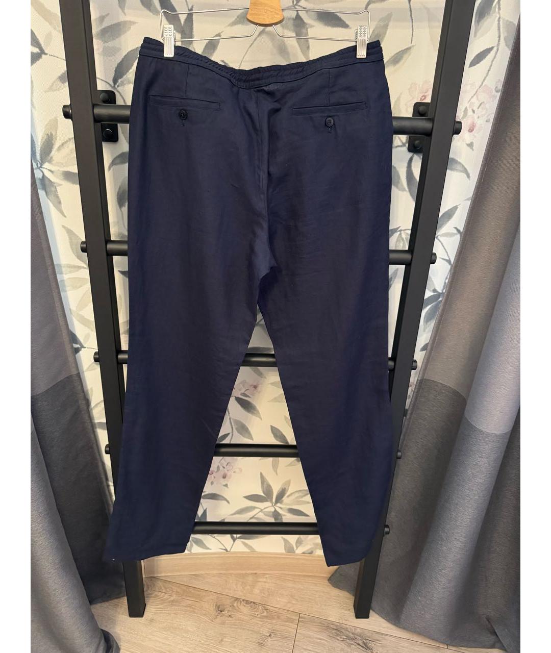 BRIONI Темно-синие льняные повседневные брюки, фото 2