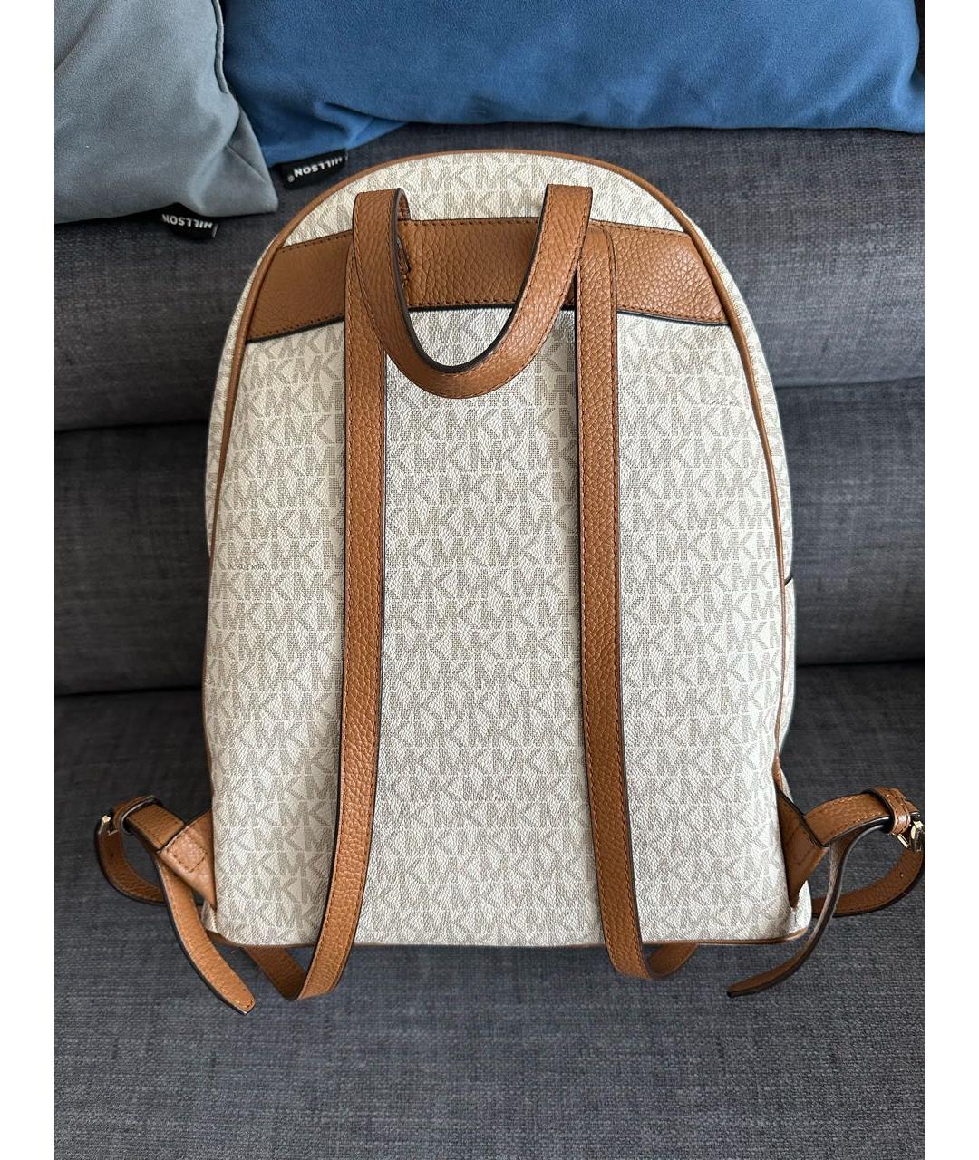 MICHAEL MICHAEL KORS Бежевый кожаный рюкзак, фото 3