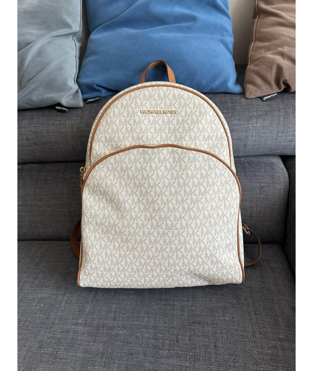 MICHAEL MICHAEL KORS Бежевый кожаный рюкзак, фото 6