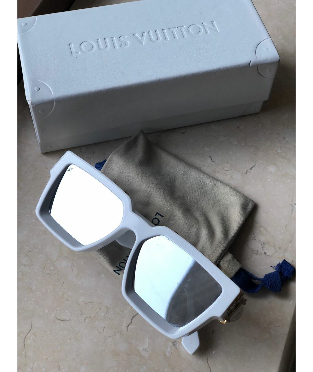 LOUIS VUITTON PRE-OWNED Белые солнцезащитные очки, фото 4