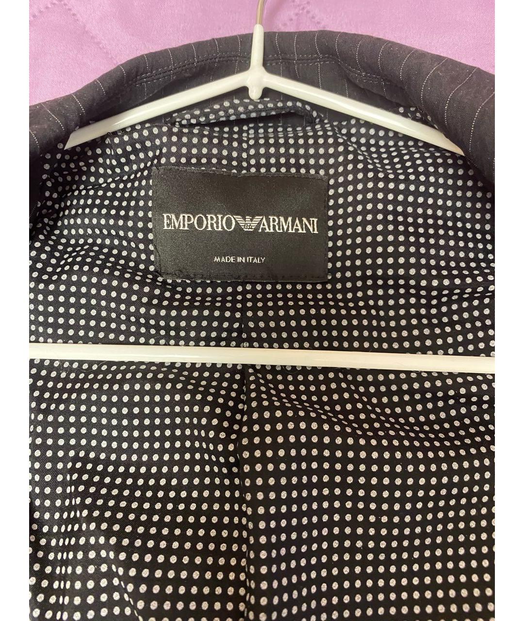 EMPORIO ARMANI Антрацитовый хлопко-эластановый жакет/пиджак, фото 2