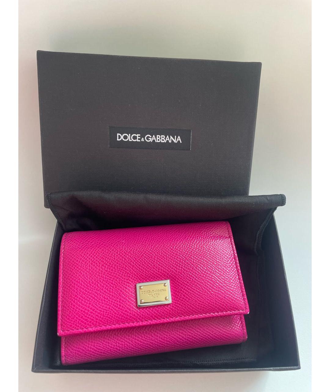 DOLCE&GABBANA Розовый кожаный кошелек, фото 7