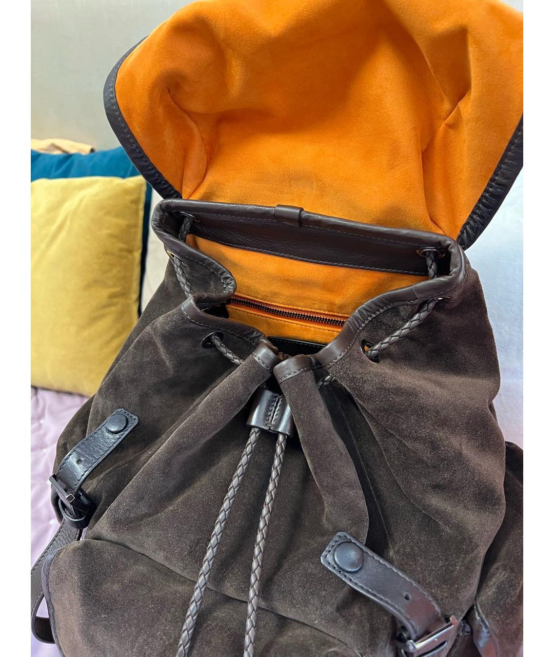 SANTONI Коричневый замшевый рюкзак, фото 6