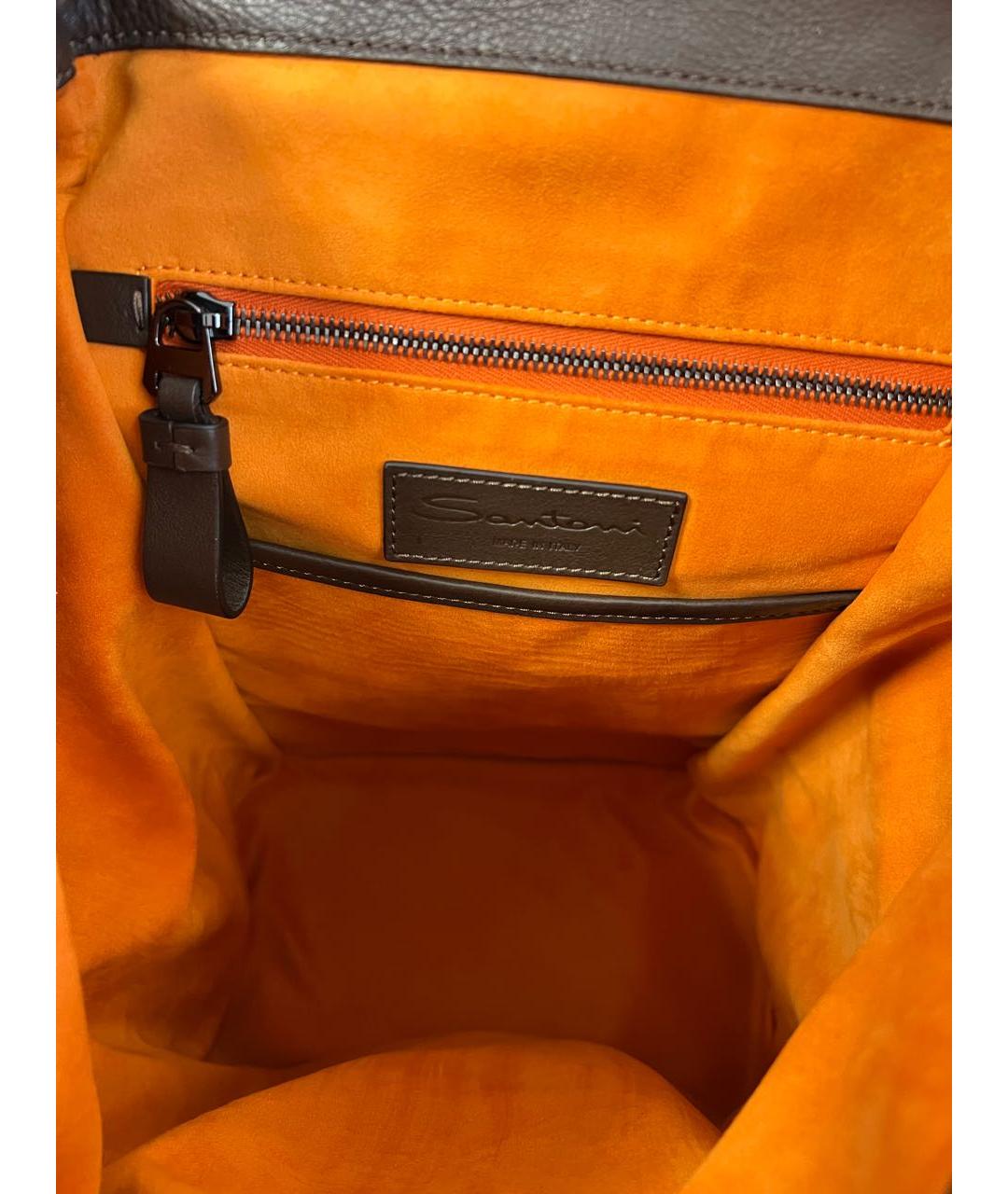SANTONI Коричневый замшевый рюкзак, фото 4
