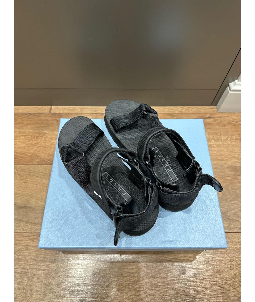 PRADA Черные текстильные босоножки, фото 3