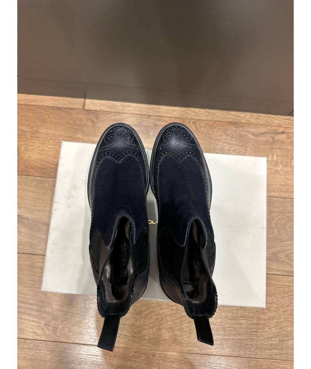 SANTONI Темно-синие кожаные ботинки, фото 3