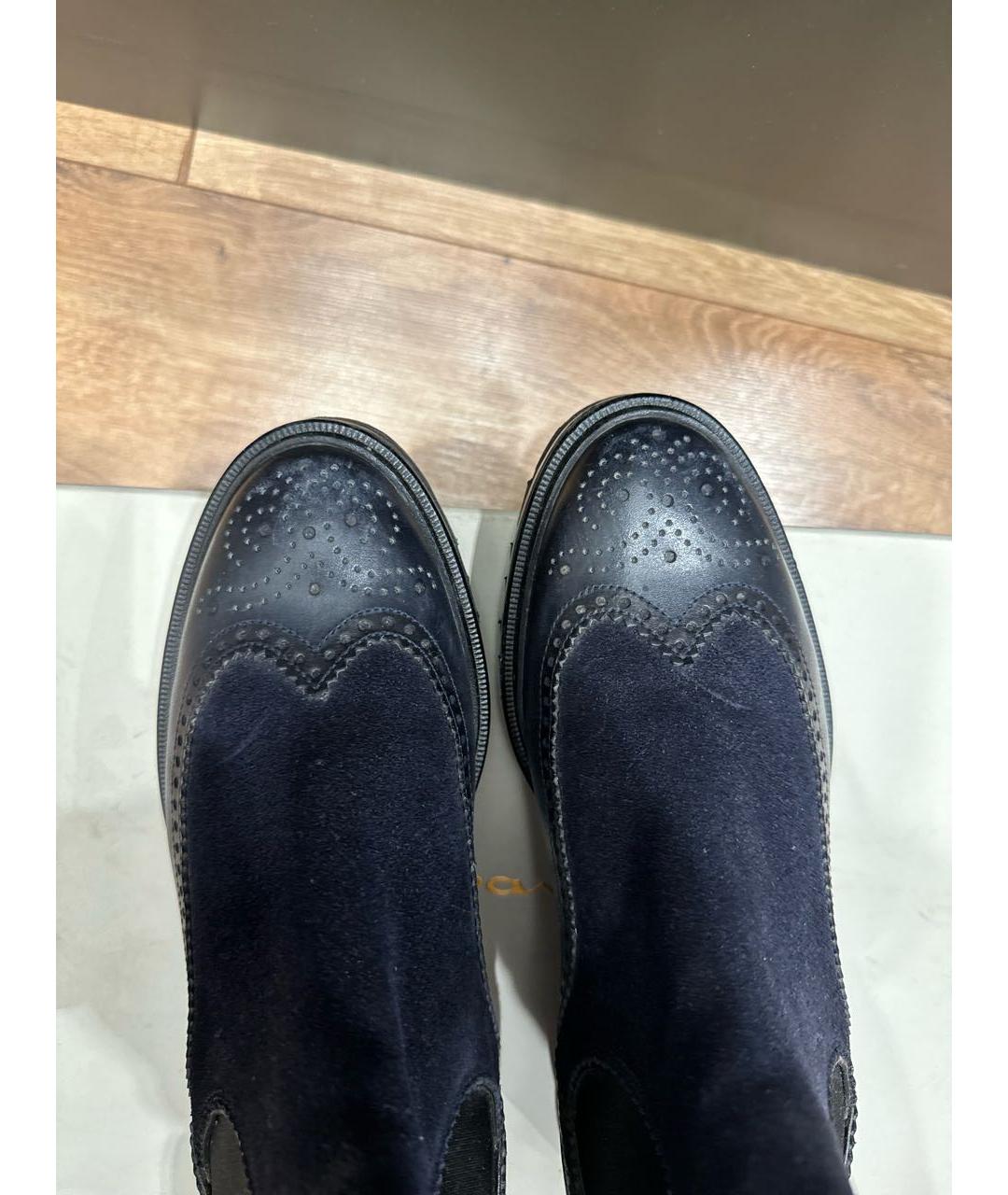 SANTONI Темно-синие кожаные ботинки, фото 8