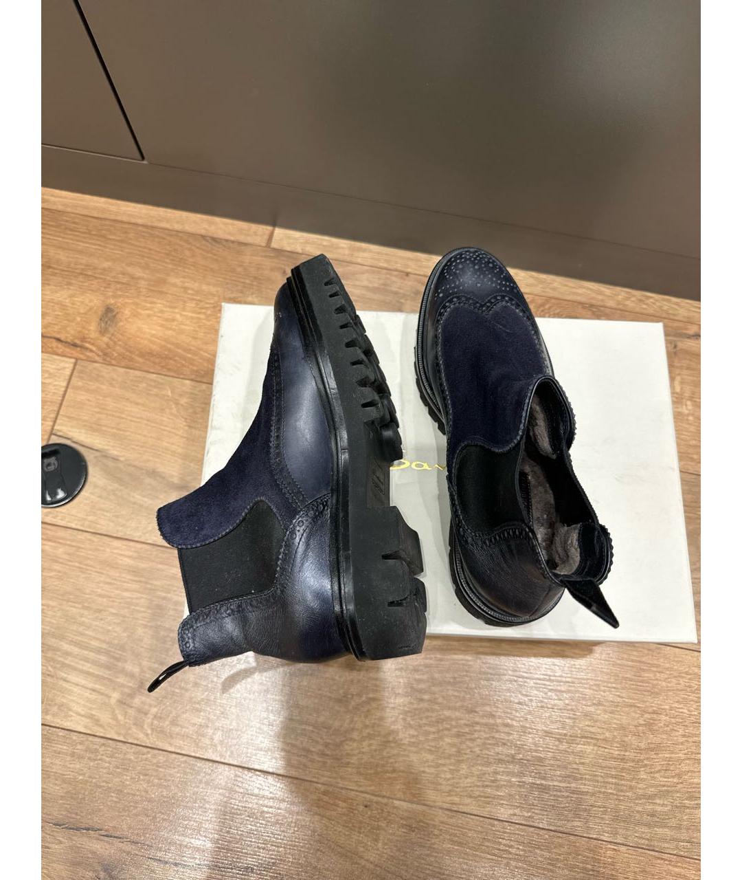SANTONI Темно-синие кожаные ботинки, фото 6