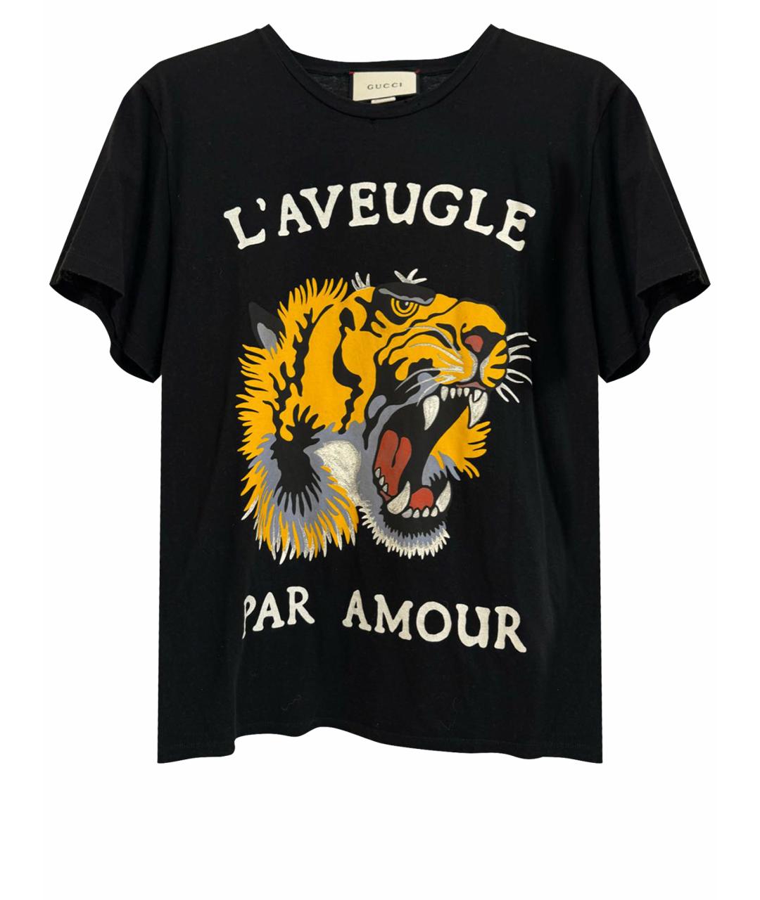 GUCCI Черная хлопко-эластановая футболка, фото 1