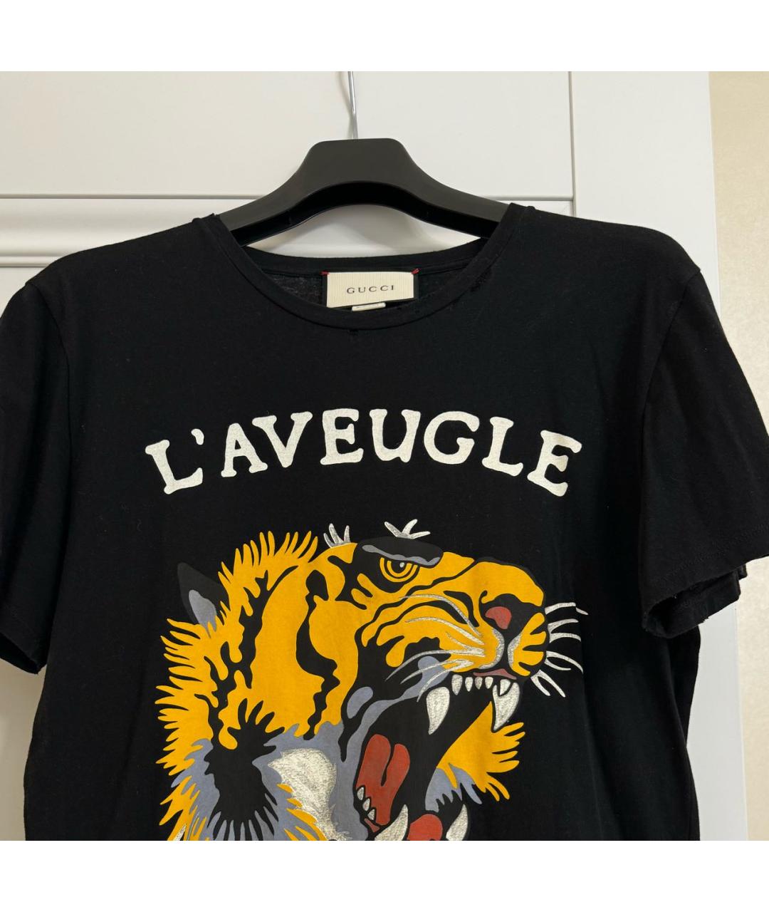GUCCI Черная хлопко-эластановая футболка, фото 3