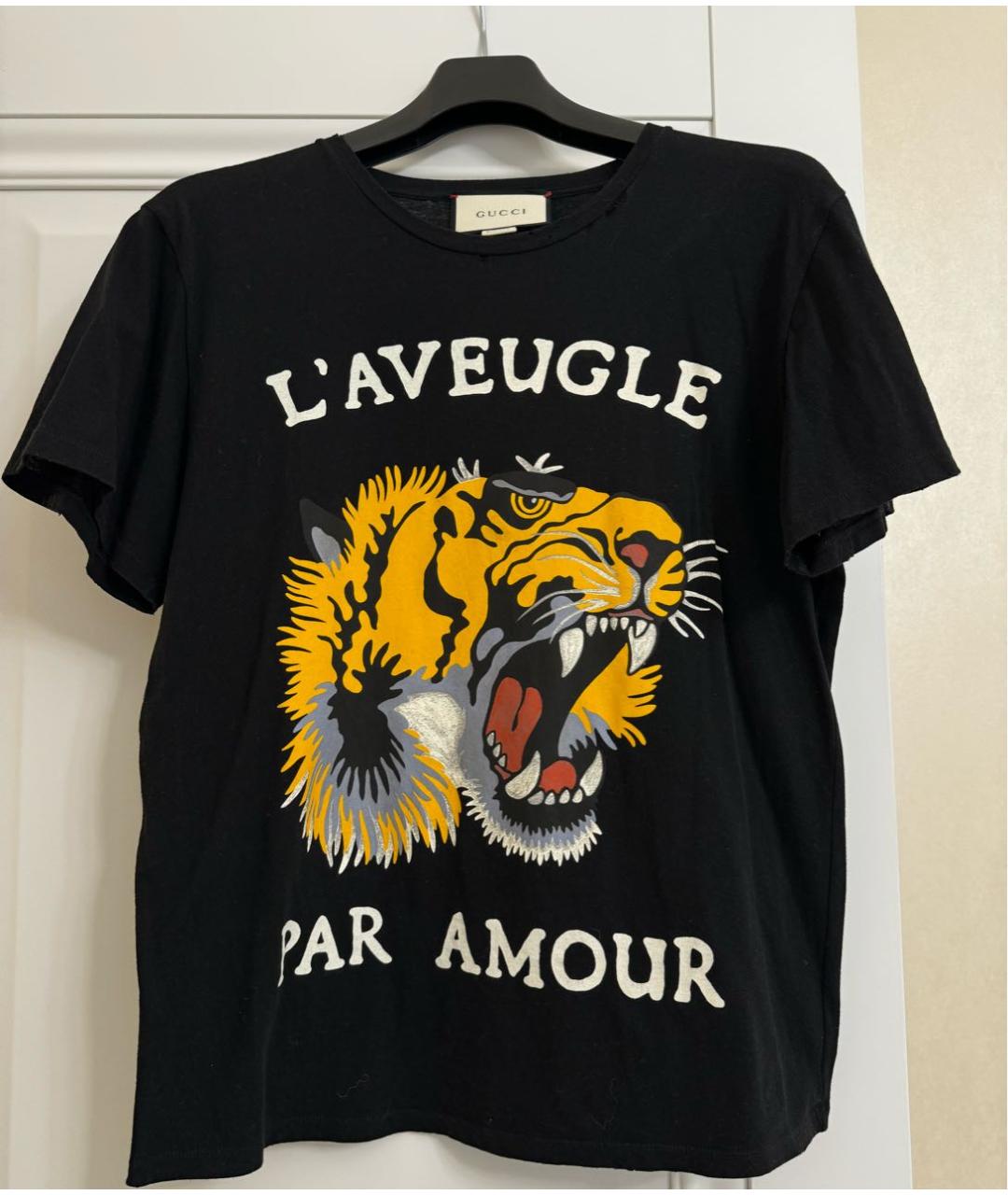 GUCCI Черная хлопко-эластановая футболка, фото 5