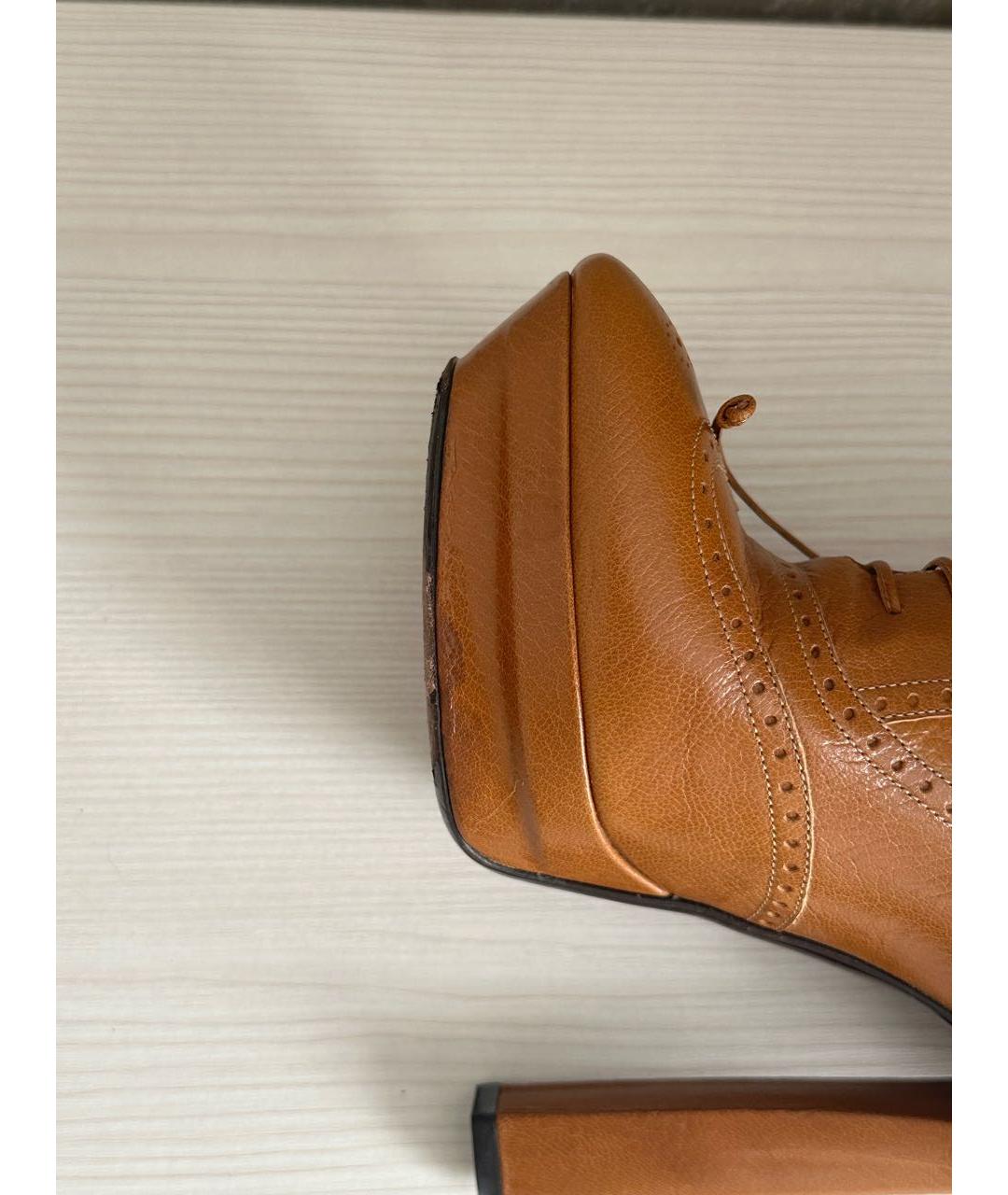 BOTTEGA VENETA Горчичные кожаные ботинки, фото 6