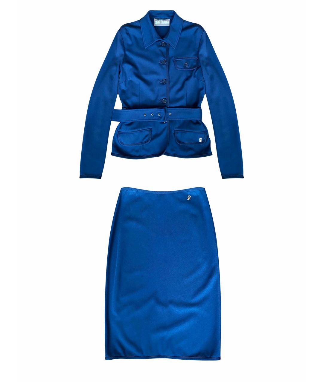 JOHN GALLIANO Темно-синий вискозный костюм с юбками, фото 1