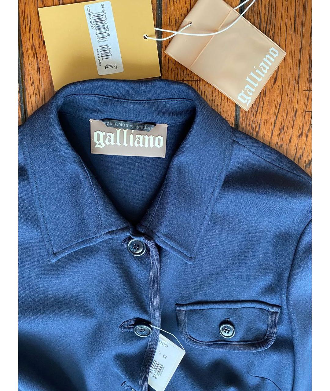 JOHN GALLIANO Темно-синий вискозный костюм с юбками, фото 3