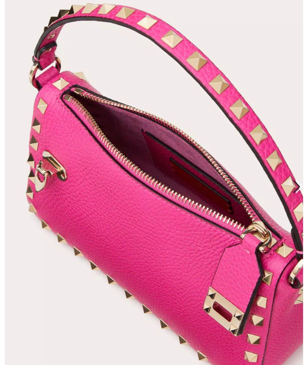 VALENTINO Розовая кожаная сумка через плечо, фото 4