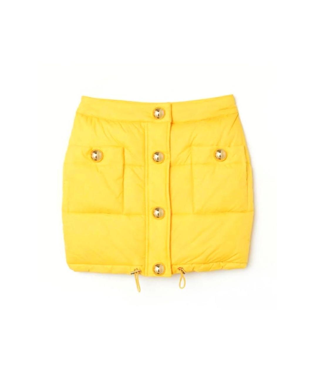 MOSCHINO Желтая полиэстеровая юбка мини, фото 1