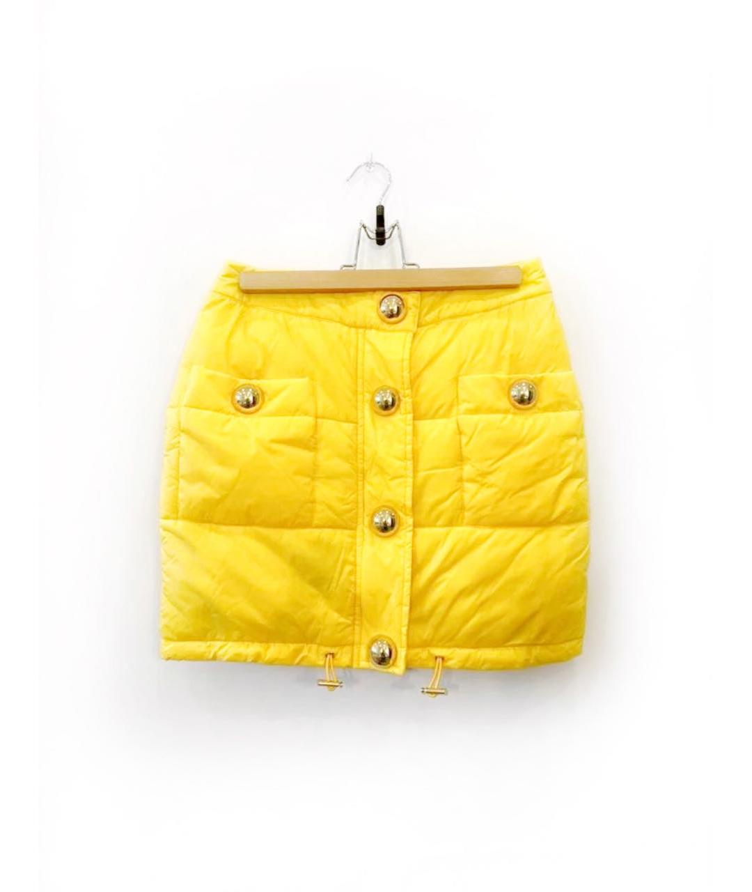 MOSCHINO Желтая полиэстеровая юбка мини, фото 5