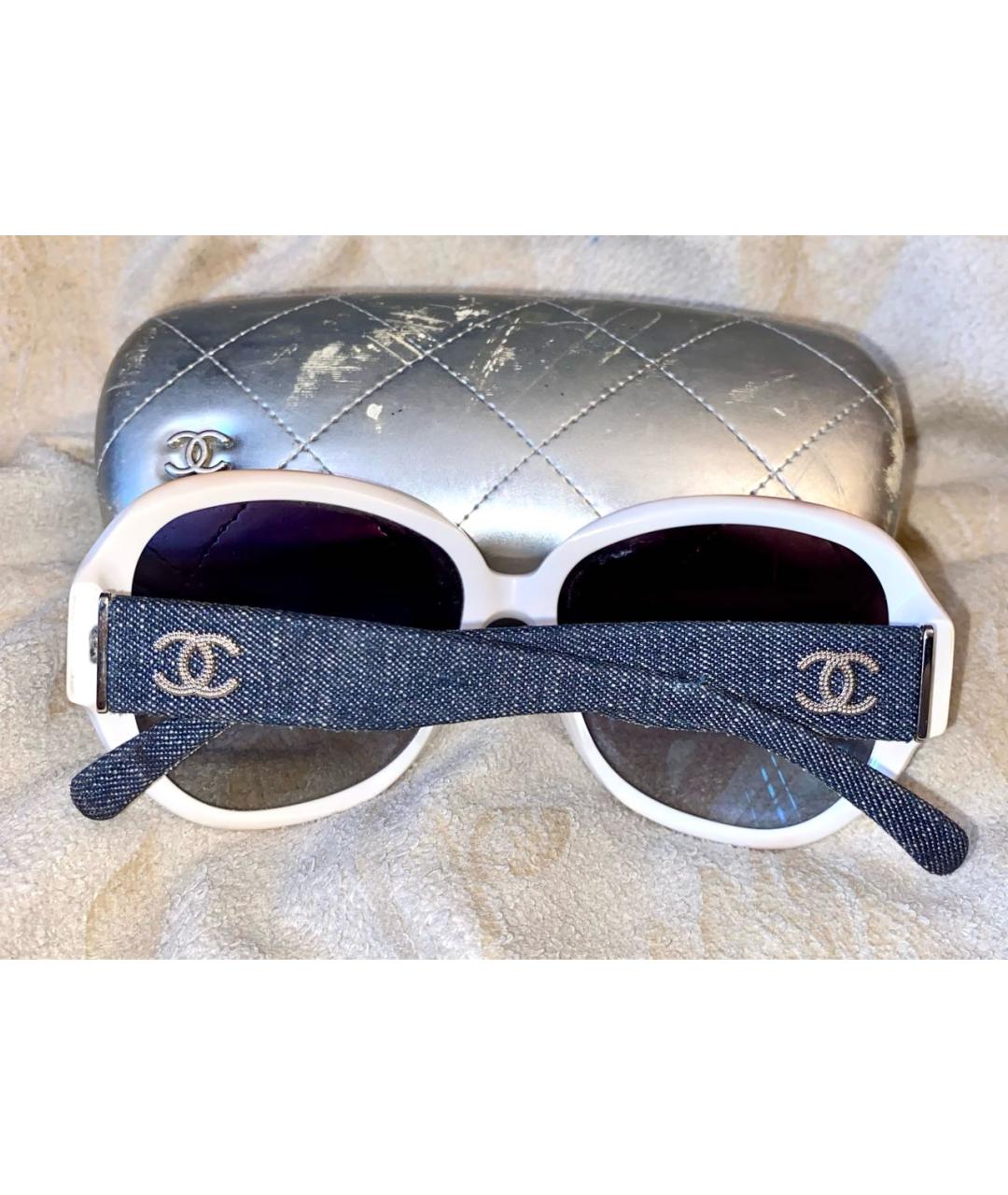 CHANEL Белые пластиковые солнцезащитные очки, фото 4