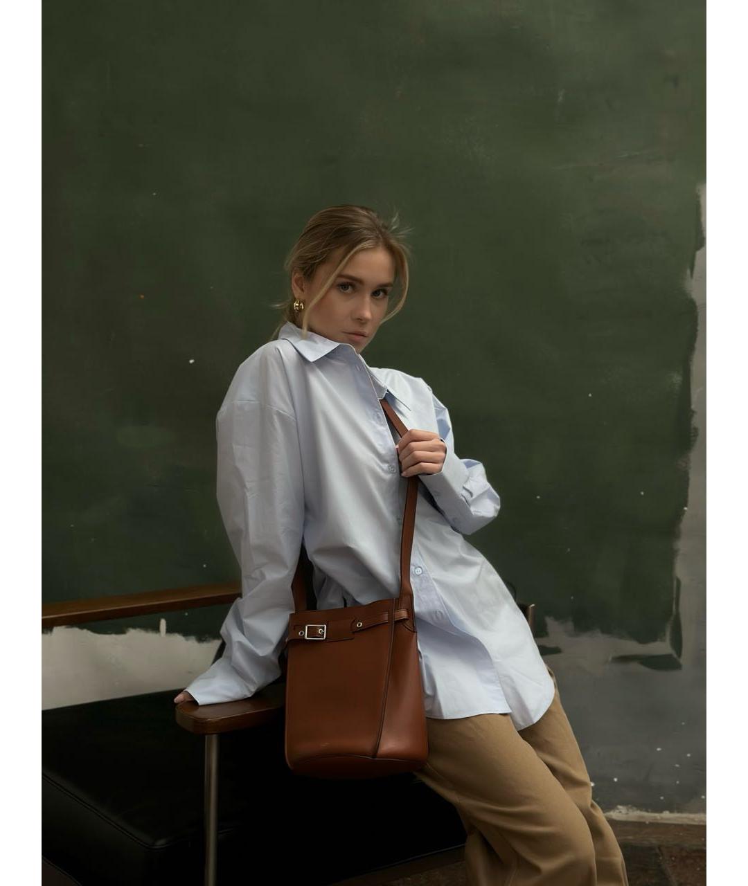 CELINE Коричневая кожаная сумка через плечо, фото 5