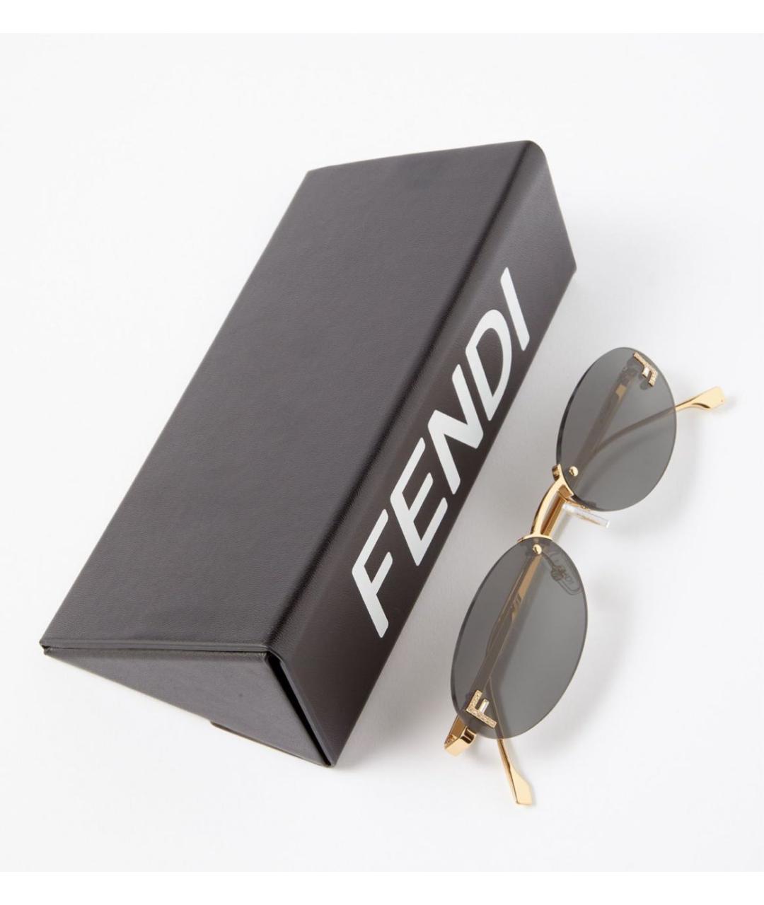 FENDI Золотые металлические солнцезащитные очки, фото 2