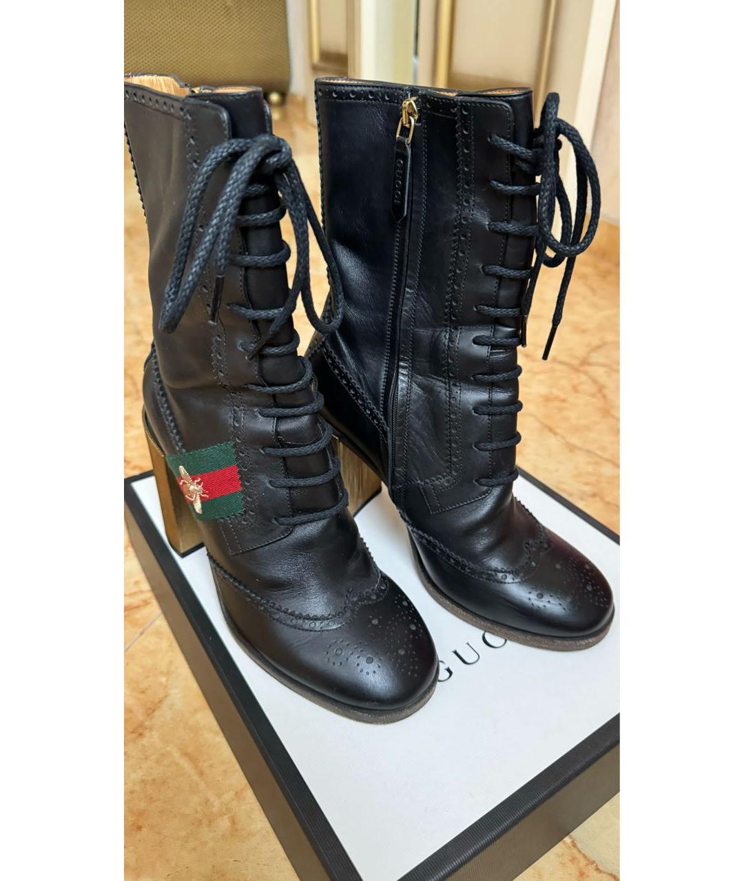 GUCCI Черные кожаные полусапоги, фото 2