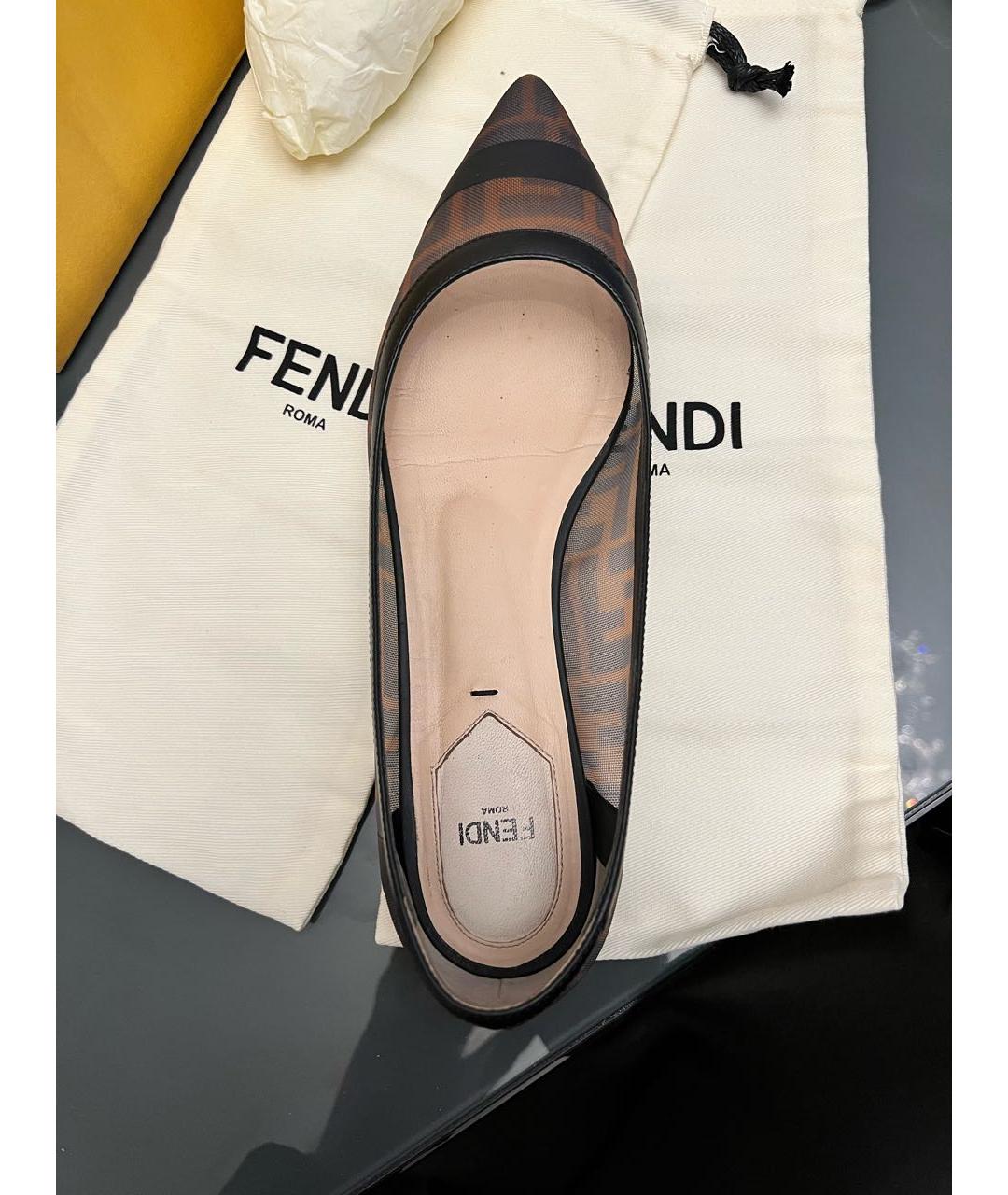 FENDI Коричневые балетки из искусственной кожи, фото 2