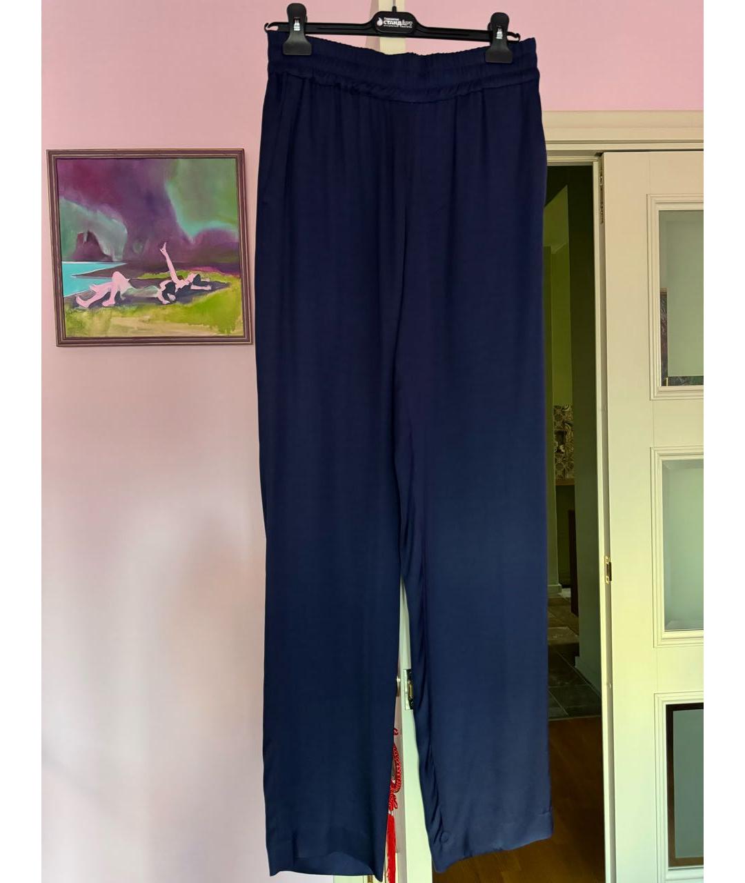 DRIES VAN NOTEN Темно-синие вискозные брюки широкие, фото 3