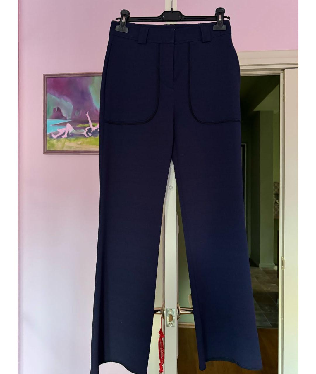 SEE BY CHLOE Темно-синие полиэстеровые прямые брюки, фото 4