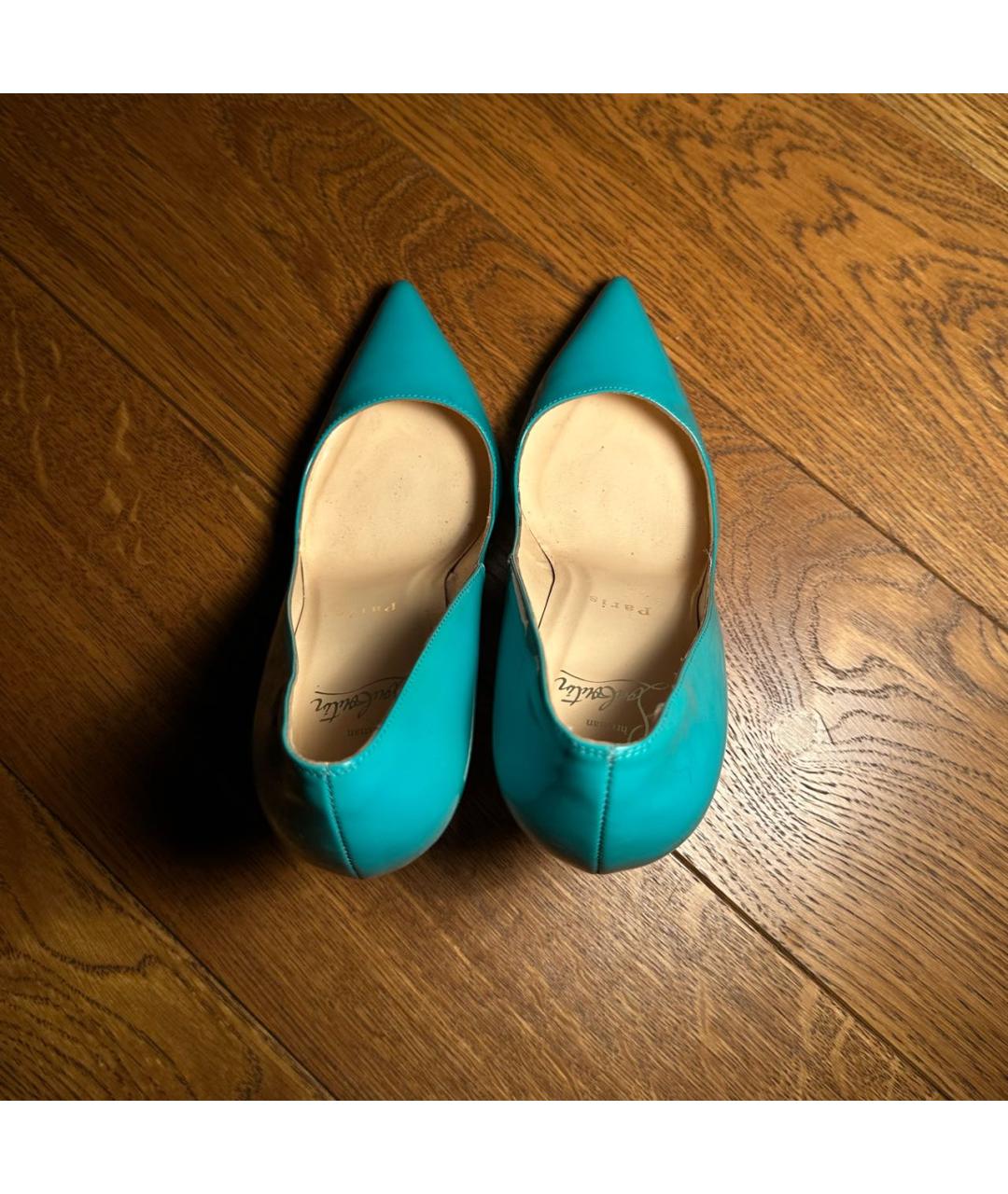 CHRISTIAN LOUBOUTIN Бирюзовые туфли из лакированной кожи, фото 3