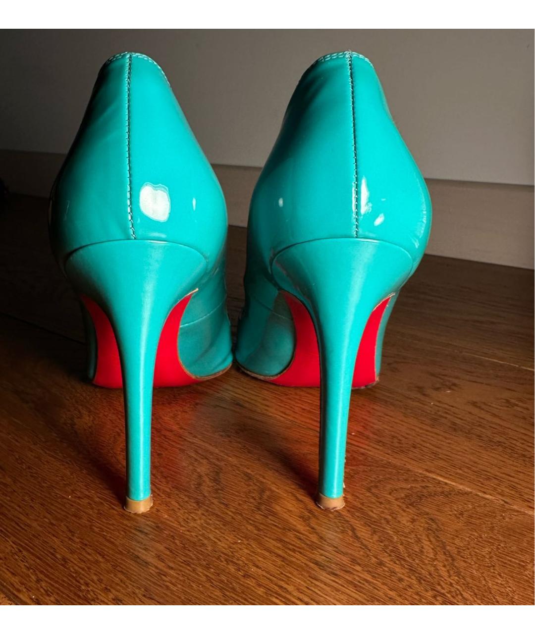 CHRISTIAN LOUBOUTIN Бирюзовые туфли из лакированной кожи, фото 4