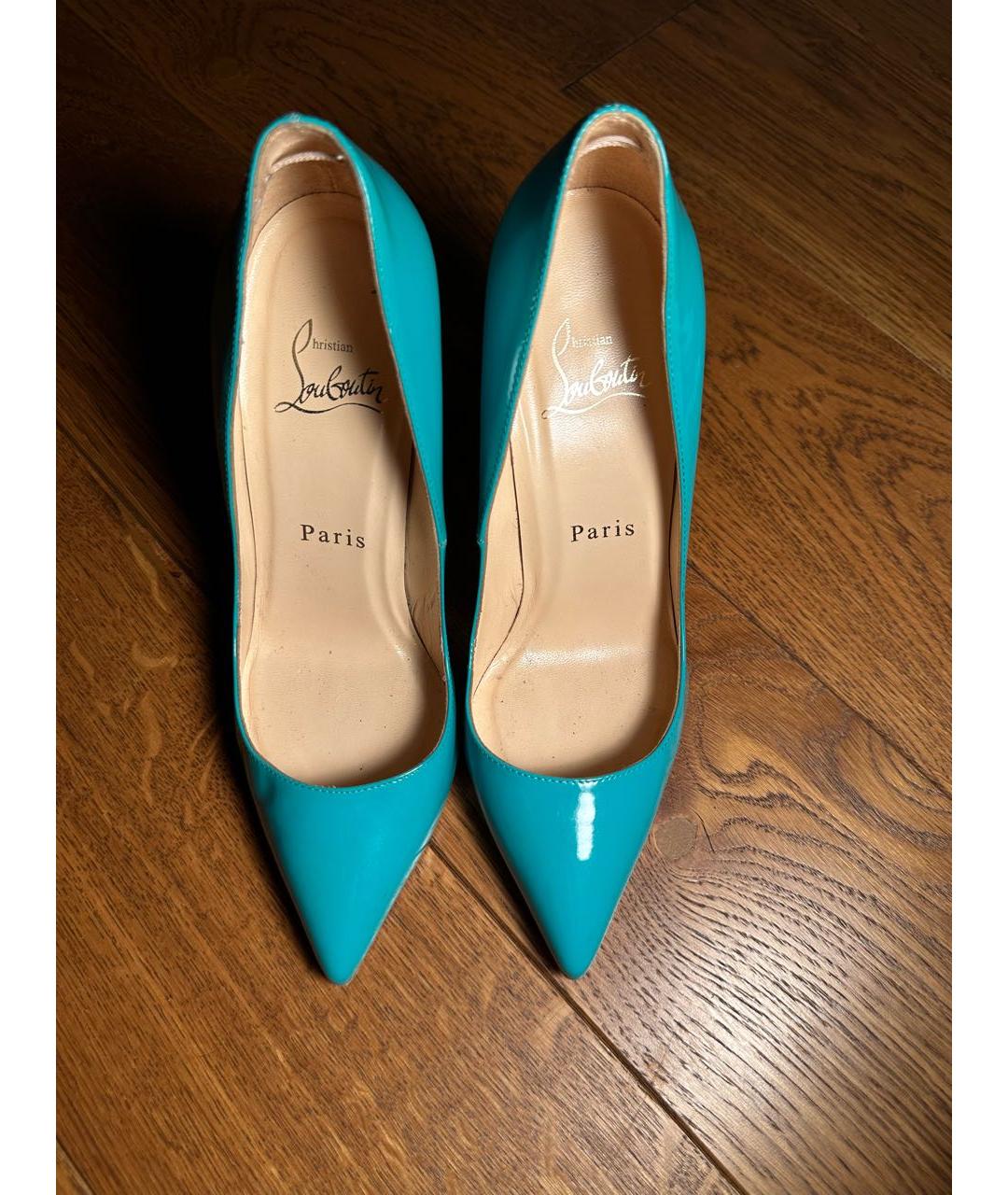 CHRISTIAN LOUBOUTIN Бирюзовые туфли из лакированной кожи, фото 2