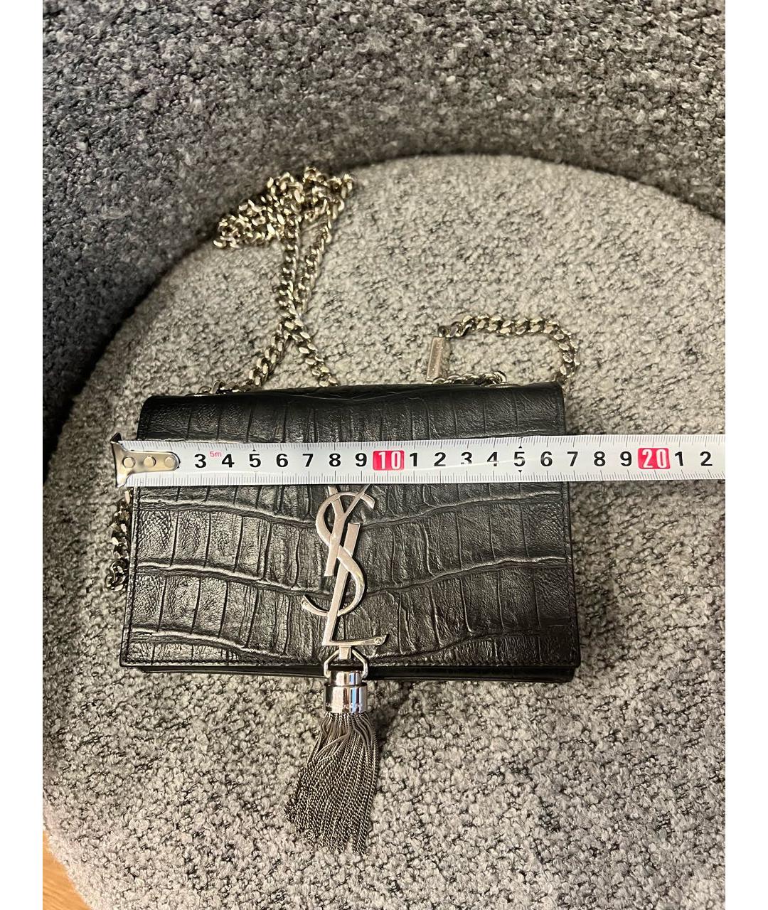 SAINT LAURENT Черная кожаная сумка через плечо, фото 6