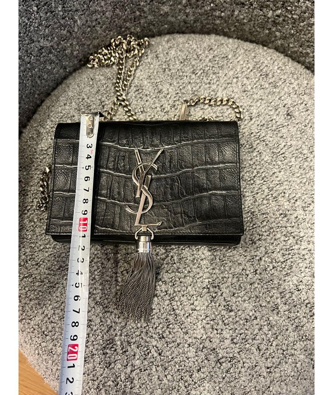 SAINT LAURENT Черная кожаная сумка через плечо, фото 5