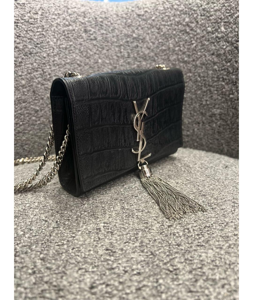 SAINT LAURENT Черная кожаная сумка через плечо, фото 2