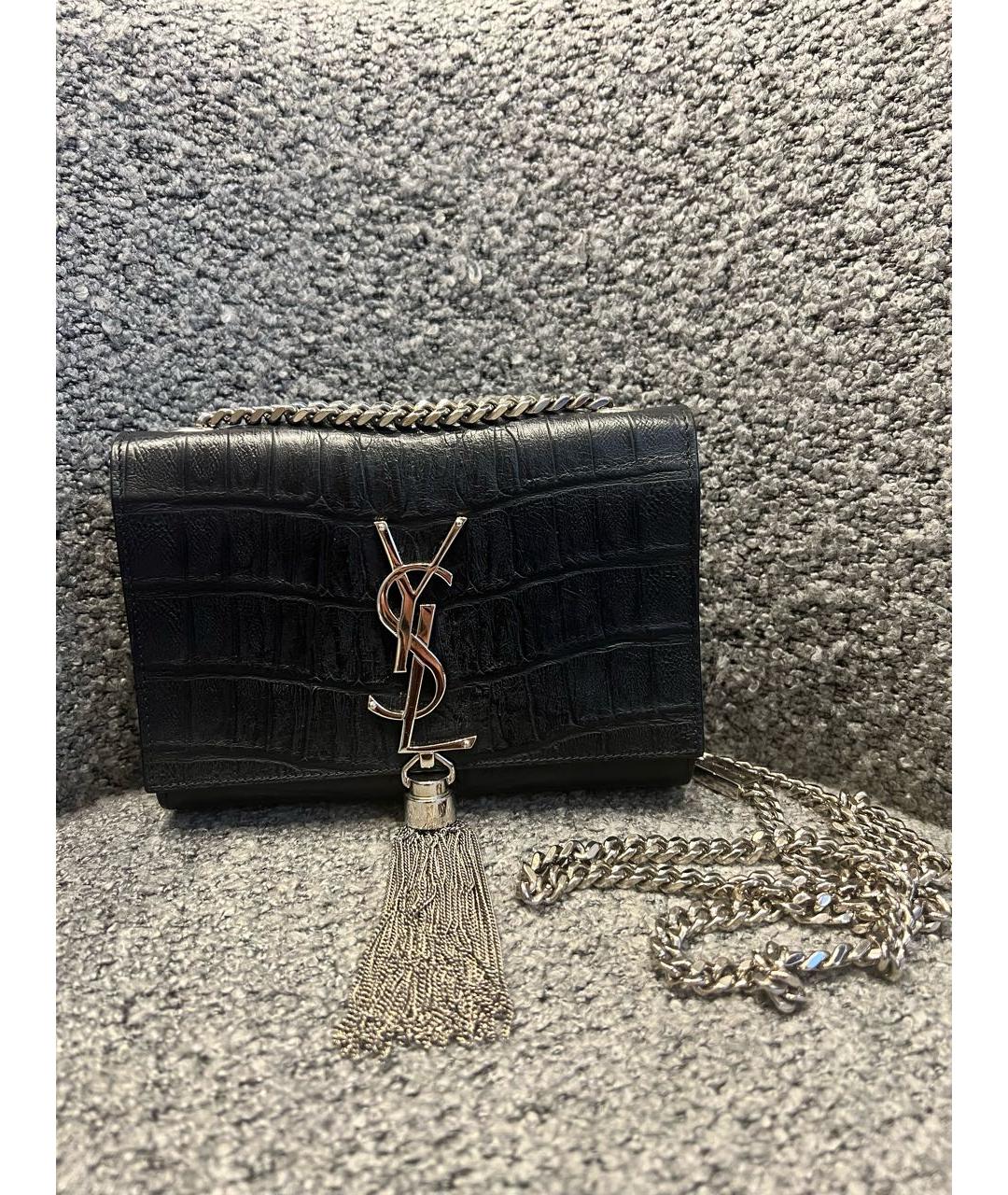 SAINT LAURENT Черная кожаная сумка через плечо, фото 8