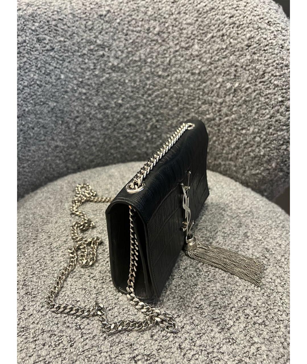 SAINT LAURENT Черная кожаная сумка через плечо, фото 7