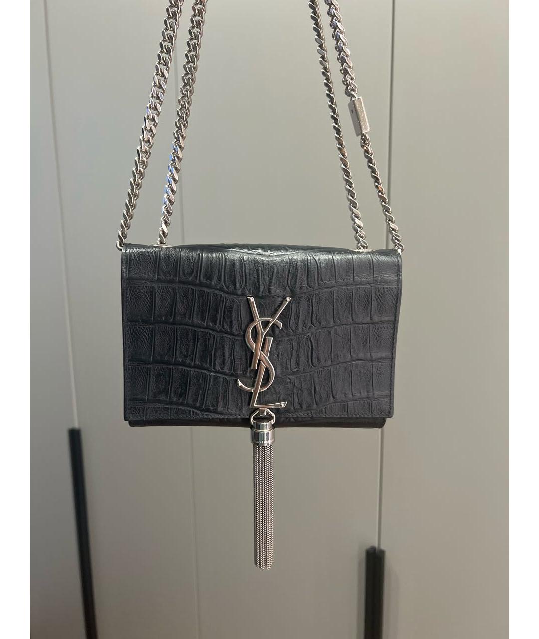 SAINT LAURENT Черная кожаная сумка через плечо, фото 9