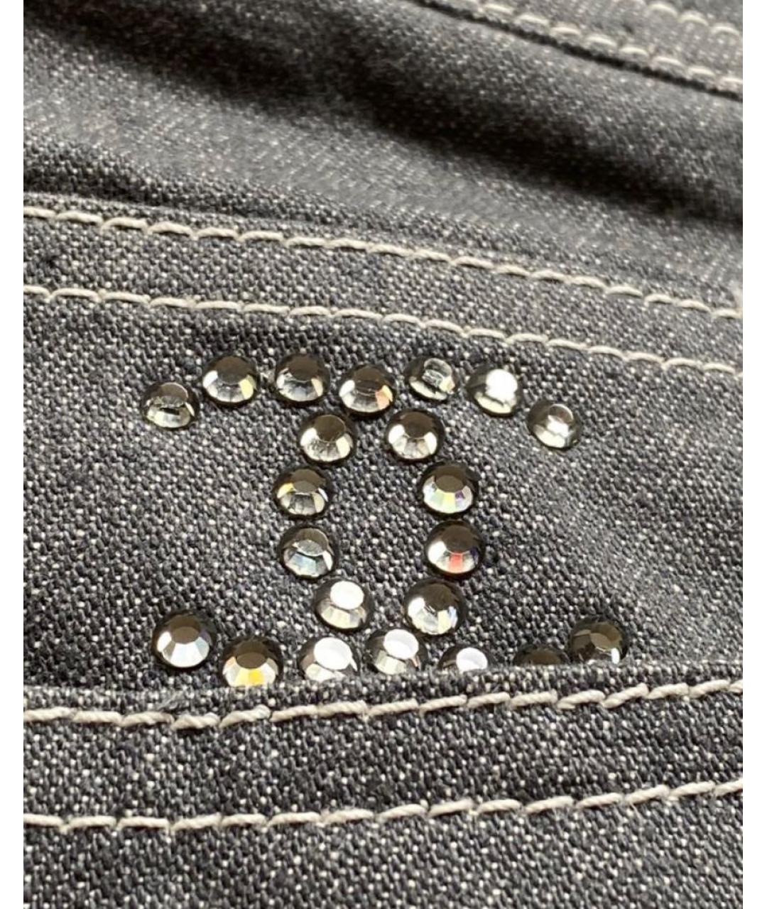 CHANEL PRE-OWNED Антрацитовые хлопковые джинсы клеш, фото 6