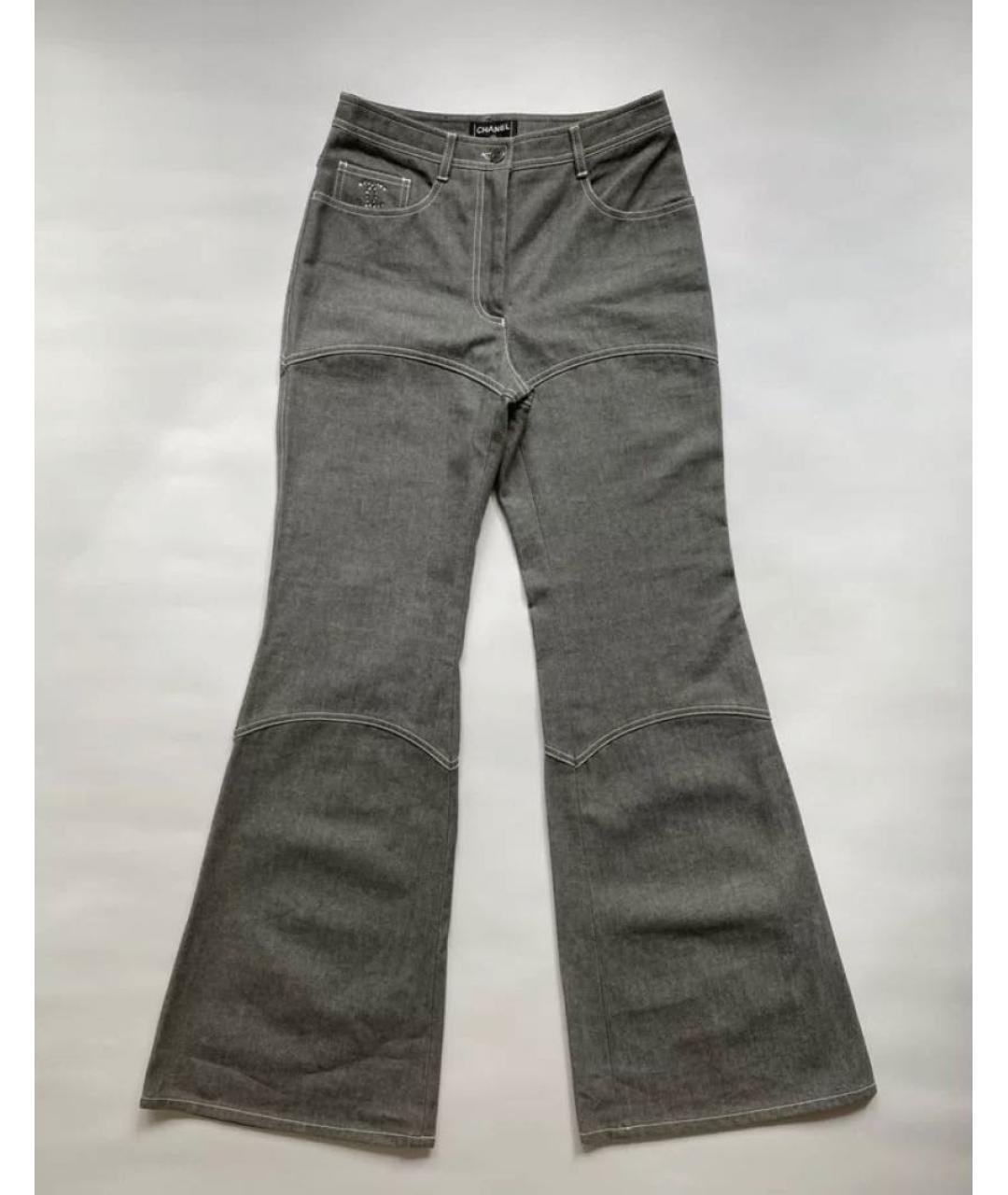 CHANEL PRE-OWNED Антрацитовые хлопковые джинсы клеш, фото 9