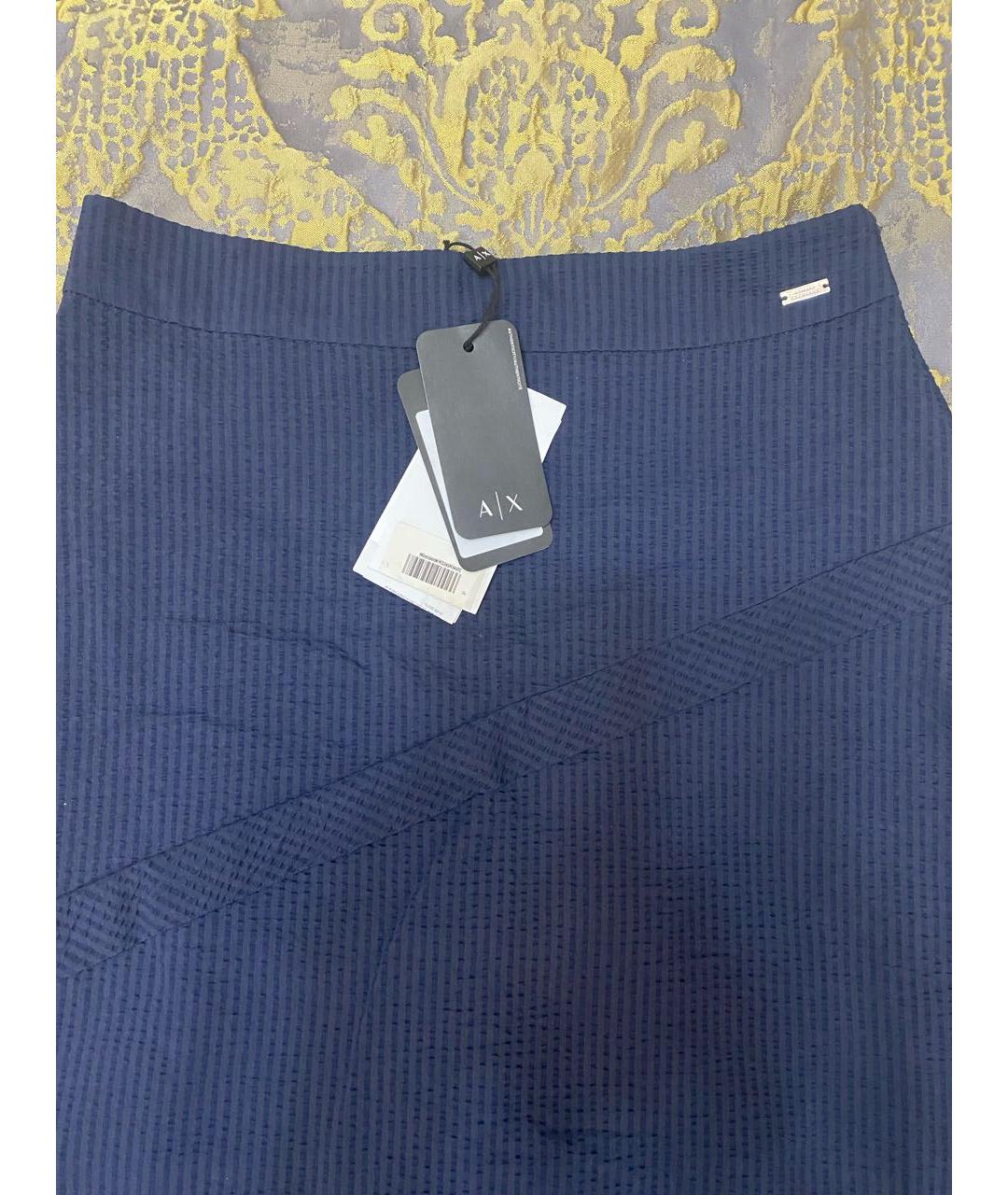 EMPORIO ARMANI Темно-синяя полиамидовая юбка макси, фото 4