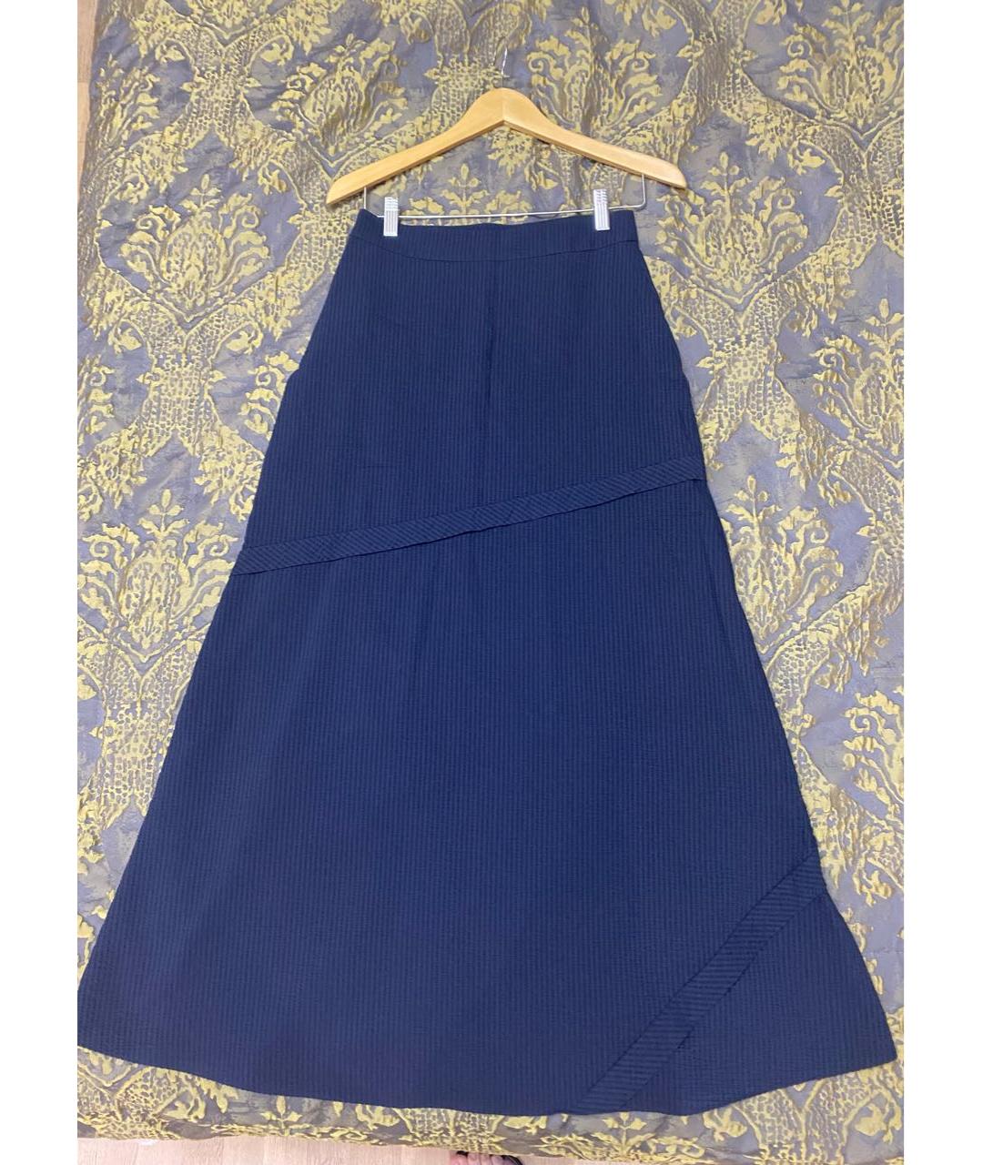 EMPORIO ARMANI Темно-синяя полиамидовая юбка макси, фото 5