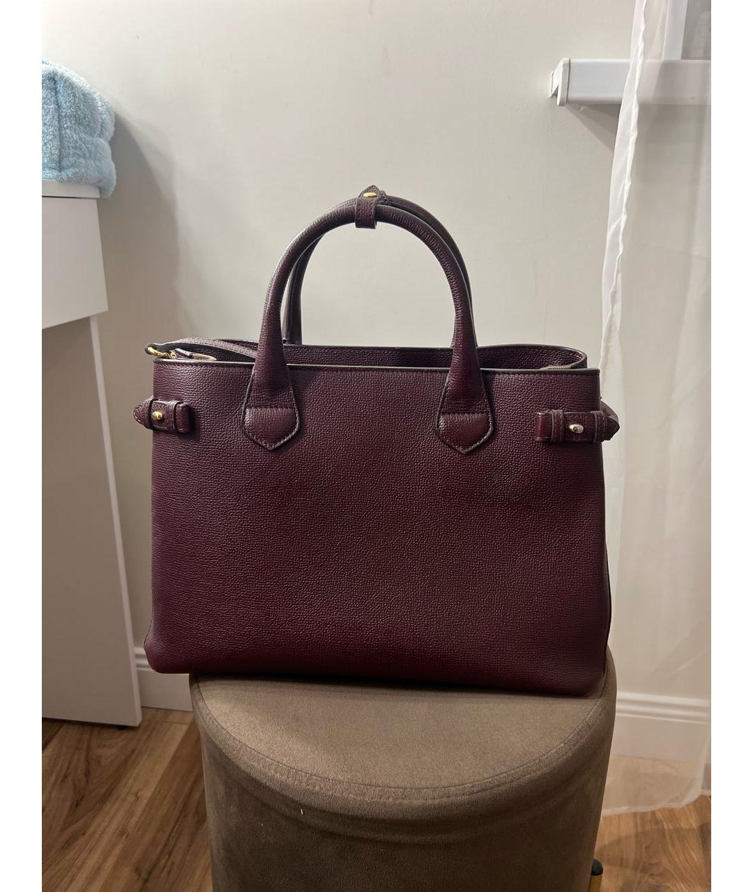 BURBERRY Бордовая кожаная сумка с короткими ручками, фото 3