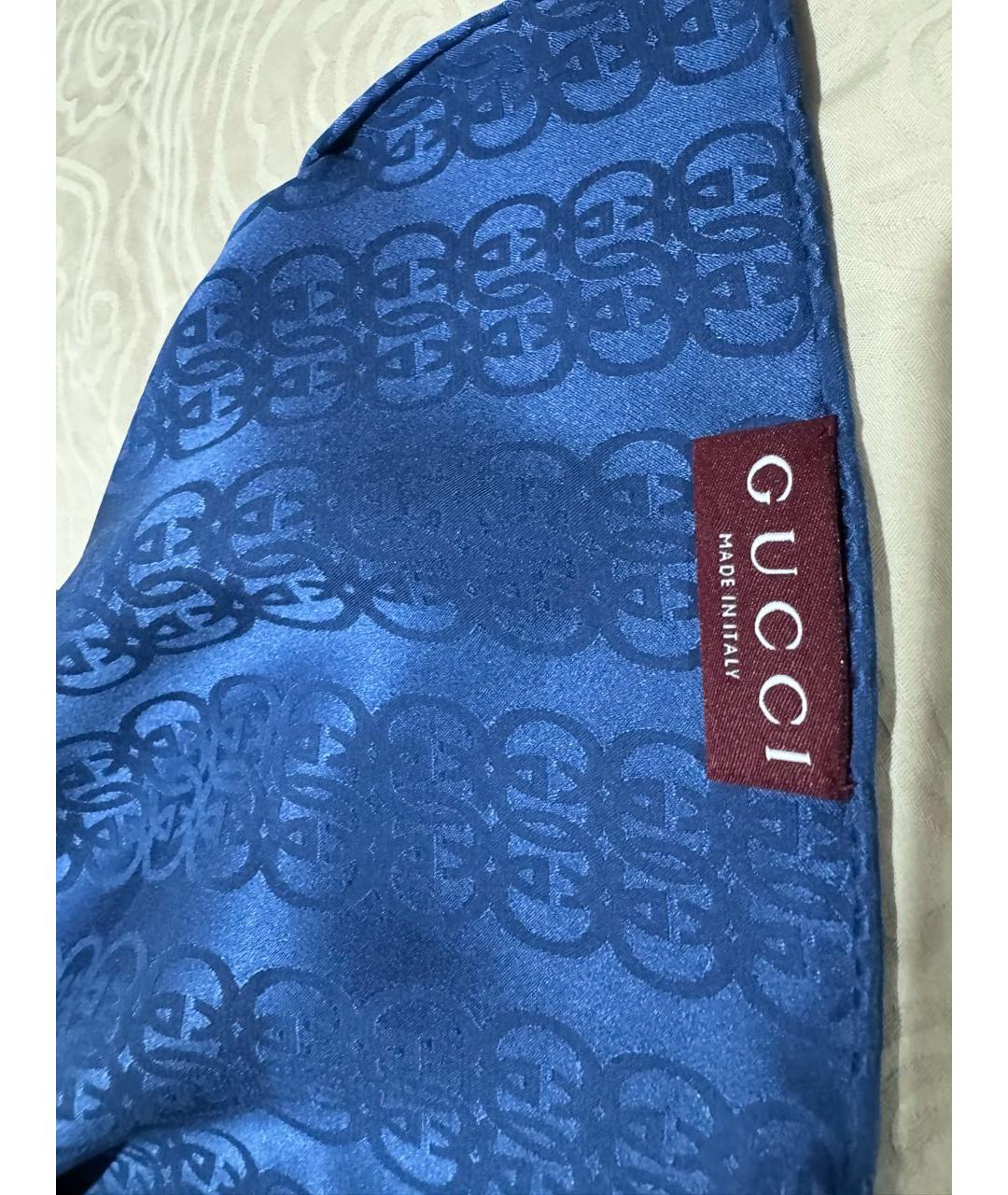 GUCCI Синий шелковый платок, фото 4