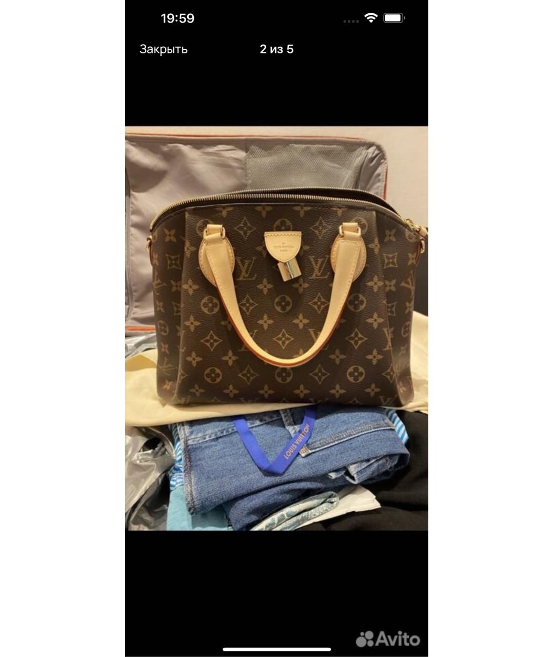 LOUIS VUITTON PRE-OWNED Коричневая кожаная сумка через плечо, фото 3