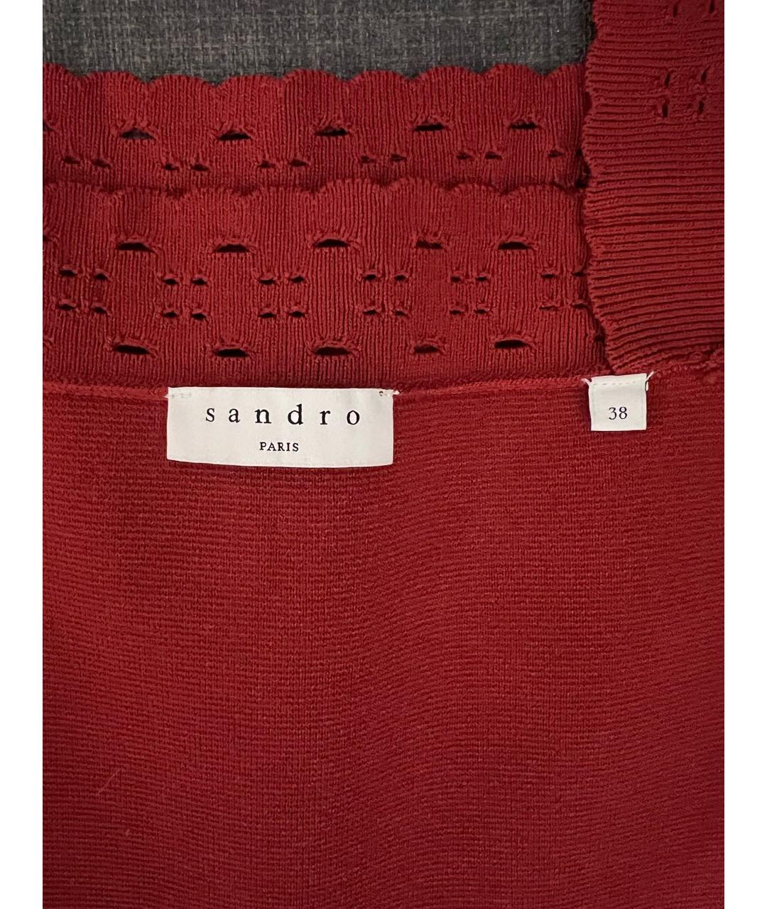 SANDRO Бордовое полиэстеровое повседневное платье, фото 3