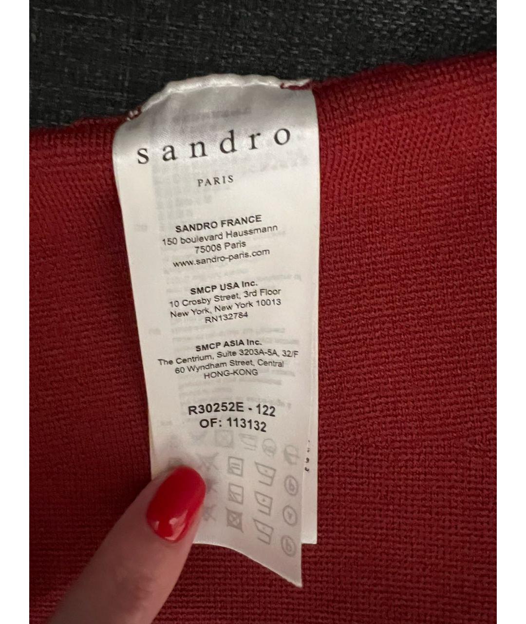 SANDRO Бордовое полиэстеровое повседневное платье, фото 4