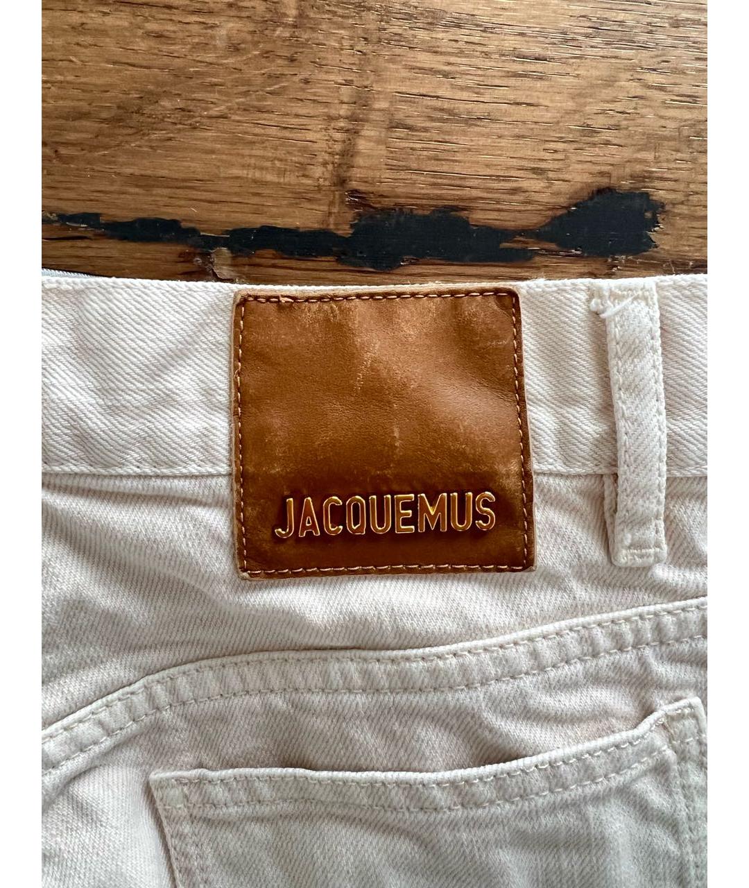 JACQUEMUS Бежевые хлопковые прямые джинсы, фото 3