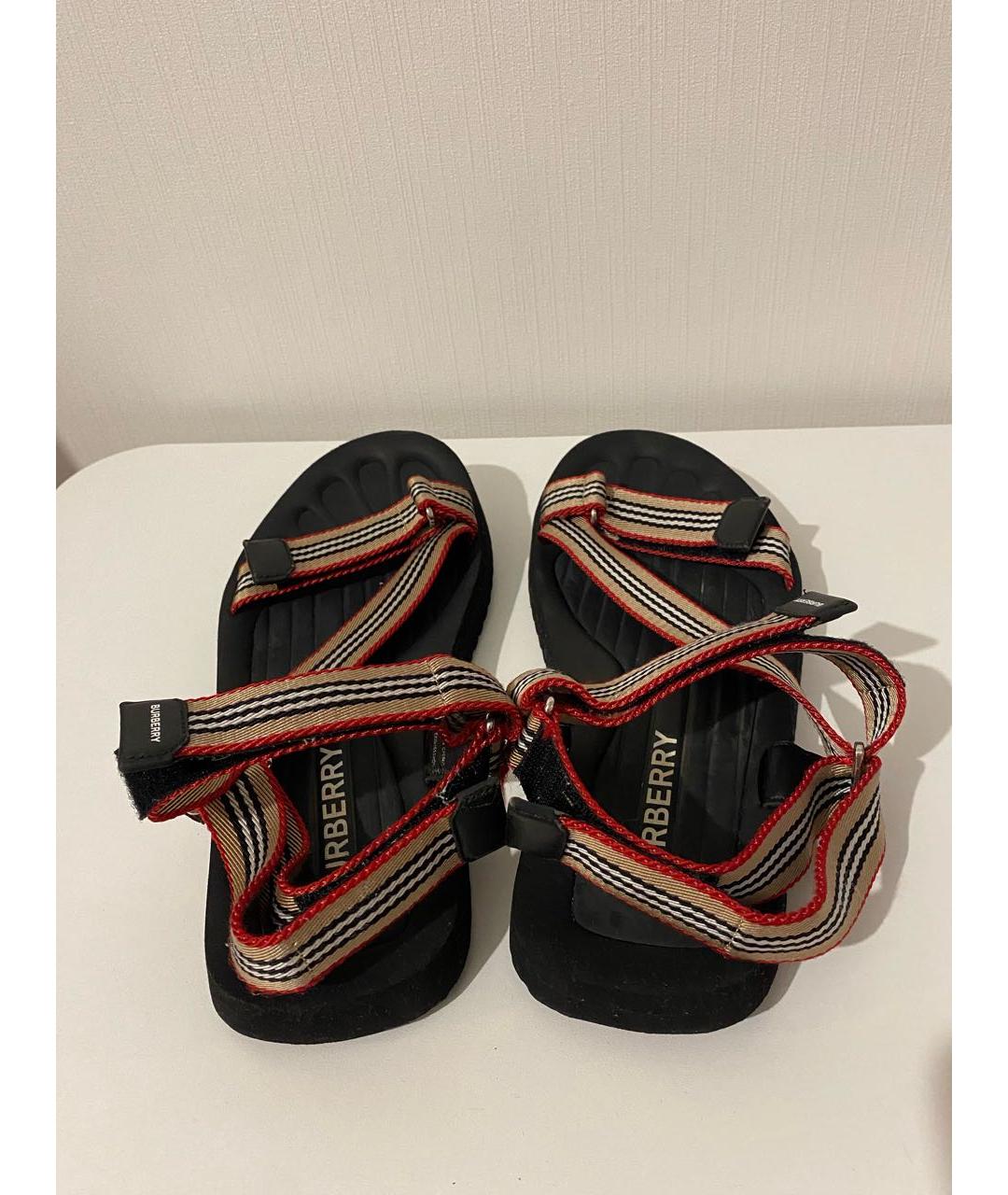 BURBERRY Черные текстильные сандалии, фото 4