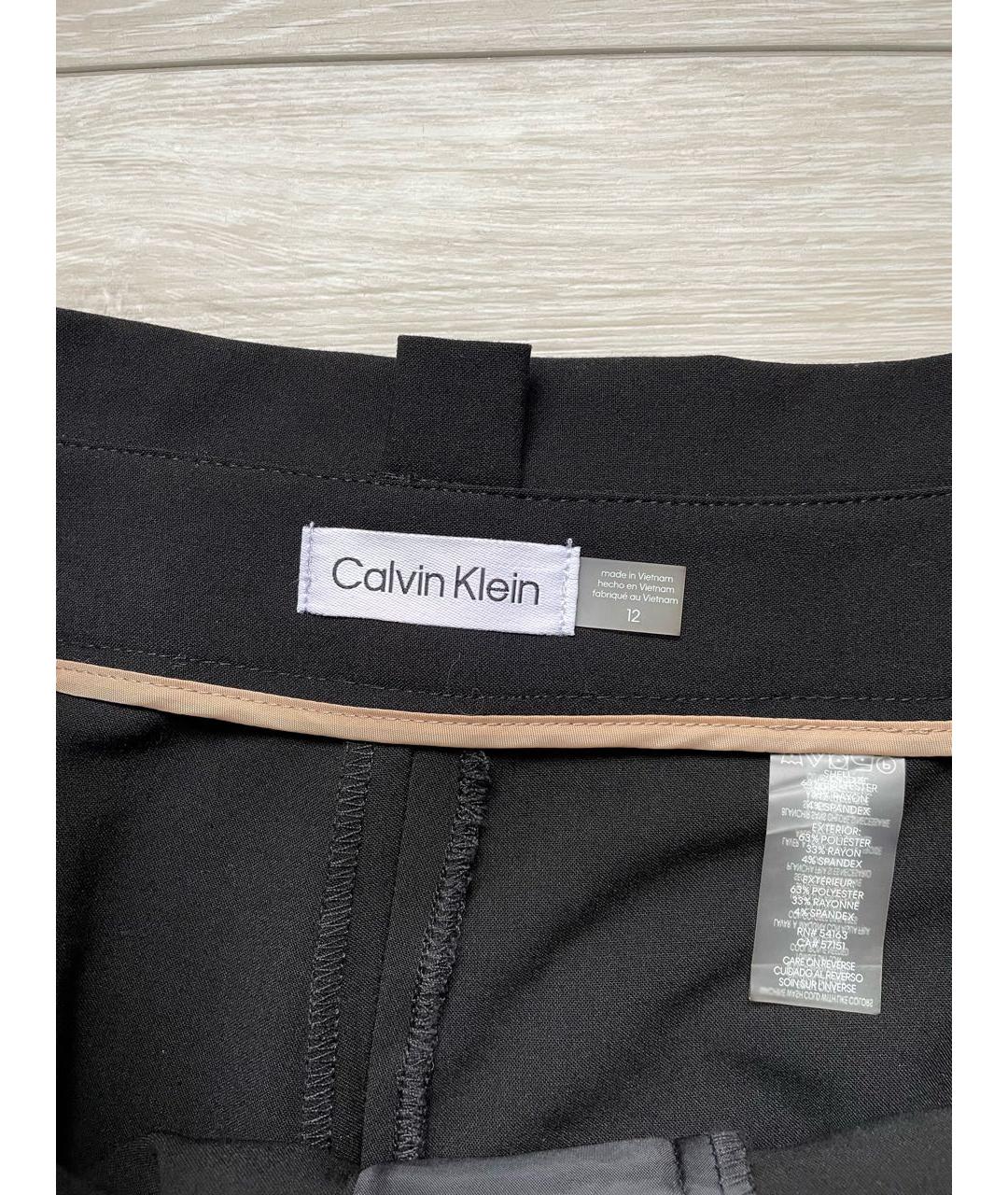 CALVIN KLEIN Черные полиэстеровые брюки узкие, фото 4
